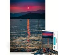 Lago Di Garda Sunset Puzzles for Adults 1000 Puzzles Brain Power Nice Thick Fun Challenge Premium Gift (50x75cm)
