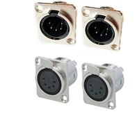 Lagogia 5 Pin XLR Male + Female Socket Metal Panel Mount Chassis Microphone Audio Jack D-Type Connector Adapter, Pack of 4