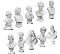 LAGOM HOUSE Classical Music Composers Mini Bust Statue Set of 10 Pcs Famous Artist's Bust Sculpture Baroque to Romantic Era Collectible Figurines Statue Replica for Home Decor & Music Lover Gifts