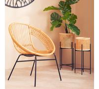 Lagom Natural Rattan Round Chair with Metal Frame