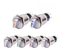 Lagomloot 3 Position Metal Selector Rotary Switch, 19mm Stainless Steel Locking Button with LED Light, 1NO1NC for 12V-24V and 110V-220V