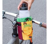 Lagomloot Cycling Water Bottle Bag, 3-Point Binding Nylon Storage with Drawstring Closure and Side Pockets for Mountain Road for LEISURE Bikes