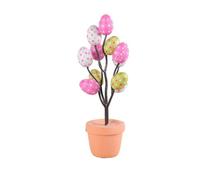 Lagomloot Easter Decorative Tree, Simulated Egg Potted Plant with Lights for Home Office Desktop, 26cm Plastic Spring Festival Ornament