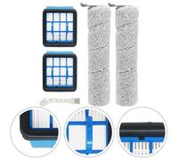 Lagomloot Replacement Roller Brush Filter for Bissell for CrossWave for OmniForce 3882, Washable Floor Scrubber Parts with Cleaning Tool, 2 Brushes + 2 Filters Kit