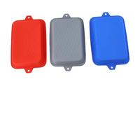 Lagomloot Silicone Drip Pan Liners for Weber Grills, Reusable Grease Trays for BBQ Camping Picnics, 3-Pack Blue Red Grey