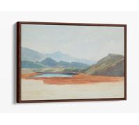 Lagoon, flowering Bulrushes, Wanaka, James Richmond Canvas Floater Frame Print Picture Art - Walnut Frame 30 inch wide x 20 inch high