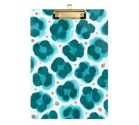 Lagoon Mist Leopard Print Clipboard with File Standard Hole for Homework Paediatric Size 9 x 12