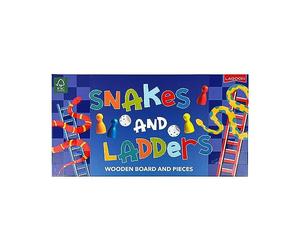 Lagoon Snakes and Ladders Wooden Board Game, Brown
