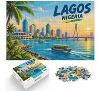 Lagos Nigeria Travel Poster Jigsaw 1000pcs (70x50cm) for Adults | For shared winter evenings: Adult jigsaw puzzle with 1000 pieces turns winter downtime into puzzle time.