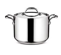 Lagostina Accademia Lagofusion 011116020524 Stainless Steel Stock Pot 24 cm (6.7 L) with Lid for All Heat Sources Including Induction with Riveted Handle