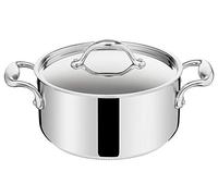 Lagostina Accademia Lagofusion 011116031224 Stainless Steel Cooking Pot 24 cm (5.3 L) with Lid for All Heat Sources Including Induction with Riveted Handle