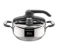 Lagostina Briosa LagoeasyUp 18/10 Stainless Steel Easy Opening Pressure Pot with Lagofusion Base and Two Pressure Valve for Induction and Gas - 3.5 L Capacity
