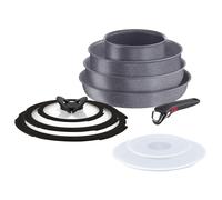 Lagostina Ingenio Mineralis Eco Non-Stick Frying Pan Set in 100% Recycled Aluminium, Suitable for Induction, 10 Pieces, Saucepan 16 cm, Frying Pan 28 cm, Saucepan 24 cm, Wok 26 cm, 5 Lids and Handle