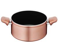 Lagostina Ramata Non-Stick Deep Saucepan in Aluminium Diameter 20 cm with Copper Effect Exterior, Gas Pot and Oven with Thermo-Signal, Easy Titanium Coating, Two Bakelite Handles