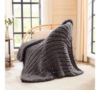 L'AGRATY Chunky Knit Blanket Throw,Soft Chenille Yarn Throw Blanket 100x150cm，Handmade Cable Knit Crochet Blanket,Large Knit Blankets Throw Blanket for Couch Bed Home Decor (Throw,Charcoal Grey)