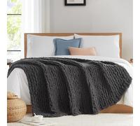 L'AGRATY Chunky Knit Blanket Throw,Soft Chenille Yarn Throw Blanket 150x200cm，Handmade Cable Knit Crochet Blanket,Large Knit Blankets Throw Blanket for Couch Bed Home Decor (Double,Charcoal Grey)