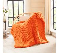 L'AGRATY Chunky Knit Blanket Throw - Soft Chenille Yarn Throw Blanket 40x50： Handmade Thick Cable Knit Crochet Blanke - Large Knit Blanket Chunky Rope Knot Throw Blanket for Couch Sofa Bed Home Decor