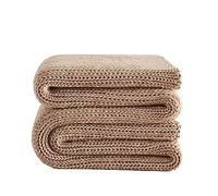 L'AGRATY Knitted Weighted Blanket - 50"x60" 7lbs Cooling Chunky Knit Heavy Blanket for Adults Braided Crochet Throw Thick Cable Yarn Knit Decorative Blanket No Beads Evenly Weighted Machine Washable