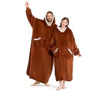 L'AGRATY Oversized Wearable Blanket Hoodie for Adults: Oversized Sherpa Fleece Hoodie Blankets with Giant Hood Pocket for Women Men - Cozy Warm Wearable Blanket Hoodie Sweatshirt for Gifts(Brown)