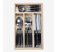 Laguiole 24 Piece Cutlery Set in Wooden Presentation Tray in Black Laguiole Black