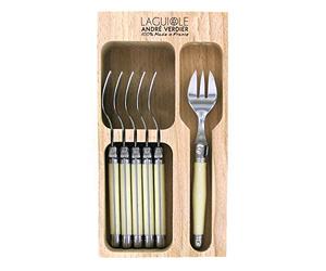 Laguiole 6pc Cake Fork Set in CD (Ivory)