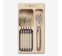 Laguiole Cake Fork Set in Wooden Tray in Ivory Laguiole Ivory