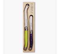 LAGUIOLE Soft and Hard Cheese Knife Set of 2 Ivory in Wooden Tray