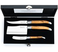 Laguiole Style de Vie Cheese Knife Set - Luxury Line Cheese Knives Set of 3 - Olive Wood - Premium Tableware - in Gift Box