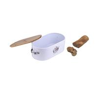 LAGUIOLE - White Metal Bread Bin and Bamboo Lid