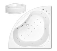 Laguna 1350 x 1350mm Corner Bath with 12 Jet Pneumatic Control Flat LINE Whirlpool System & 12 Jet Flat LINE Brass Air Spa System