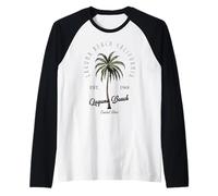 Laguna Beach California Tropical Tree Palm Relaxed Raglan Baseball Tee