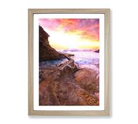 Laguna Beach In California Painting Modern Framed Print | A2 Oak Framed Wall Art | Ready to Hang | Modern Beach Picture | Living Room Bedroom Lounge Office