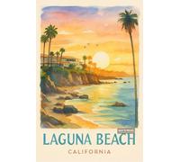 Laguna Beach Sunset With Vibrant Hues - A4 Travel City Poster Wall Art Home Decor Art Print Featuring Iconic Landmarks and Global Destinations for Interiors Inspired by Culture and Exploration
