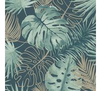 Laguna Tropical Wallpaper Debona Green Gold Glitter Palm Leaf Jungle