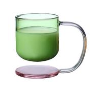 LAGUOE Clear Glass Cup with Base and Handle Floating Design Ergonomic Coffee Mug Drinking Household Use Clear Glass with Base