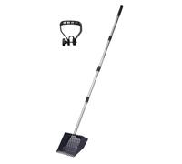 LAGUOE Ergonomic Rubber Grip Manure Scooper for Elderly Users Adjustable 35 65 Inch Stainless Handle for Back All Season Rustless Steel Barn Cleaning Shovel