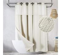 Lagute SnapHook TrueColor Shower Curtain Hookless Removable Lining Sheer Machine Washable Cream