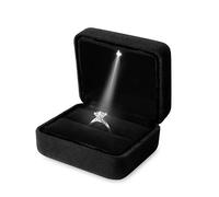 Lahaima MSSZDLI Velvet Ring Box LED Light Jewelry Gift Box Engagement and Wedding Ring Box for Presentation (Black)