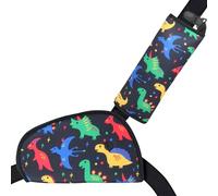 LAHAQIQI Car Seat Belt Pads for Kids, Seatbelt Strap Cover Accessories Adjuster for Children, 2pcs Seatbelt Shoulder Cushion Set with Non-Slip Positioning Clip for Travel(Dinosaur Black)