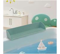 LAHAQIQI Silicone Sink Water Bathtub Splash Guard with 4 Suction Cups for Kitchen and Bathroom, Bath Toys Storage Tub Play Shelf Tray for Kids(Aqua, 1Pack)