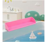 LAHAQIQI Silicone Sink Water Bathtub Splash Guard with 4 Suction Cups for Kitchen and Bathroom, Bath Toys Storage Tub Play Shelf Tray for Kids(Pink, 1Pack)