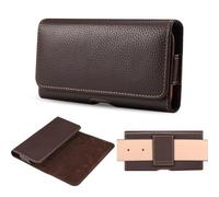 LAHDFKAJ Belt Loop Phone Holster For iPhone 17 16 15 14 13 12 Pro 16E, Genuine Leather Pouch Case For Samsung S26,S25,S24,S23,S22,S20 5G,S10e,S7,S6(Brown)