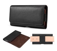 LAHDFKAJ Belt Loop Phone Holster For iPhone 17 16 15 14 13 12 Pro 16E, Genuine Leather Pouch Case For Samsung S26,S25,S24,S23,S22,S20 5G,S10e,S7,S6(Black)
