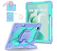 LAHDFKAJ Case For Huawei MatePad 11.5S 11.5 inch (2025/2024) Rugged Shockproof Cover,Protective Case W 360 Swivel Kickstand+Hand Strap+Shoulder Strap(Purple)