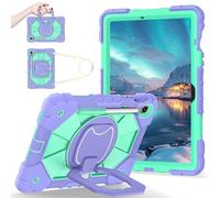 LAHDFKAJ Case For Samsung Galaxy Tab S10 FE 10.9" X520/X526B/X528U (2025) Rugged Shockproof Cover,Protective Case W 360 Swivel Kickstand+Hand Strap+Shoulder Strap(Purple)