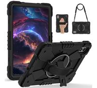 LAHDFKAJ Compatible with Xiaomi Redmi Pad 2 Pro 12.1 Inch 2025 Model Case,Multi-Function Shockproof Cover with Rotating Stand, Kickstand, Hand Strap & Shoulder Strap(Black)
