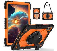 LAHDFKAJ Compatible with Xiaomi Redmi Pad 2 Pro 12.1 Inch 2025 Model Case,Multi-Function Shockproof Cover with Rotating Stand, Kickstand, Hand Strap & Shoulder Strap(Orange)
