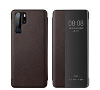 LAHDFKAJ For Huawei P30 Pro Case View Clear Smart Window,Luxury Flip Slim Mirror Hard PC Leather Flip Shockproof Protective Cover For Huawei P30 Pro Phone Case(Coffee)