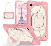 LAHDFKAJ For Lenovo Tab One 8.7 inch/K9 TB305FU(2025) Case Built-in Pencil Holder Rugged Shockproof Cover,Protective Case W 360 Swivel Kickstand+Hand Strap+Shoulder Strap(Rose Gold)