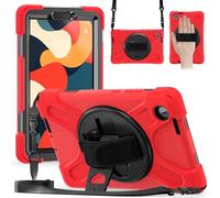 LAHDFKAJ For Lenovo Tab One 8.7 inch/K9 TB305FU (2025) Case, Heavy Duty Rugged Shockproof Drop Protection Case with Shoulder Strap Protective Cover for Kids Silicone Cover(Red)